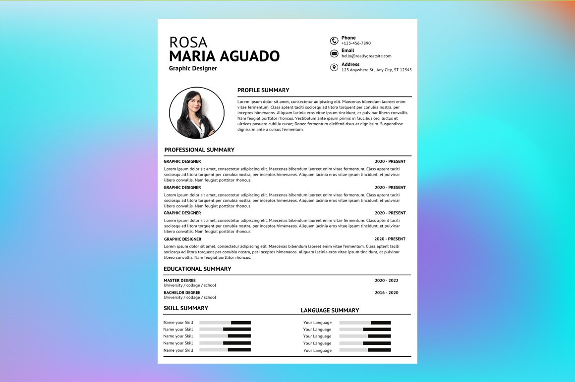 Black White and Gray Modern Resume