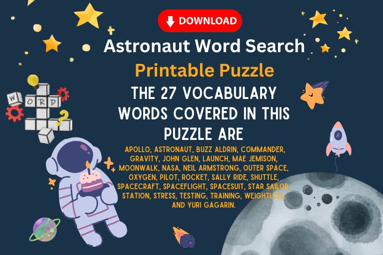 Astronaut Word Search Printable Puzzles