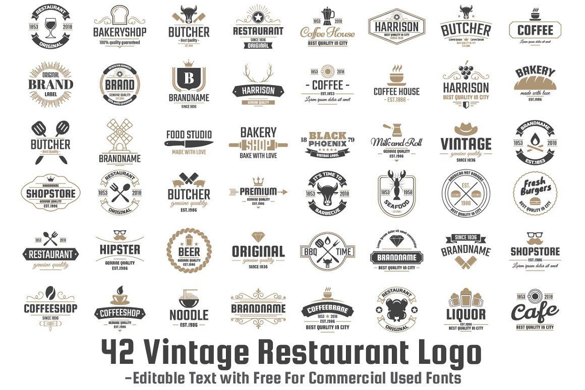 42 Vintage Restaurant Logo Vol-1