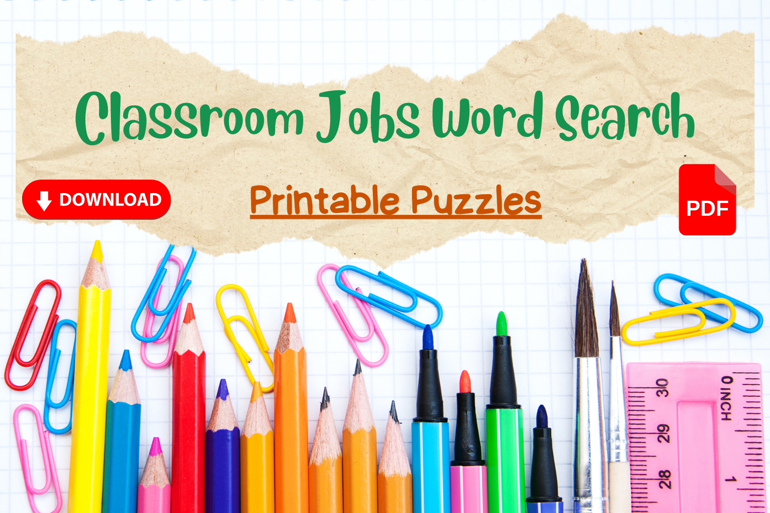 Classroom Jobs Word Search Printable Puzzles